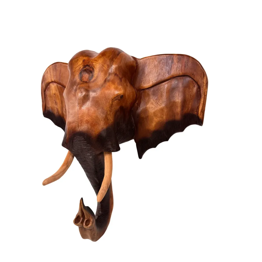 Houten olifanten hoofd 65 cm