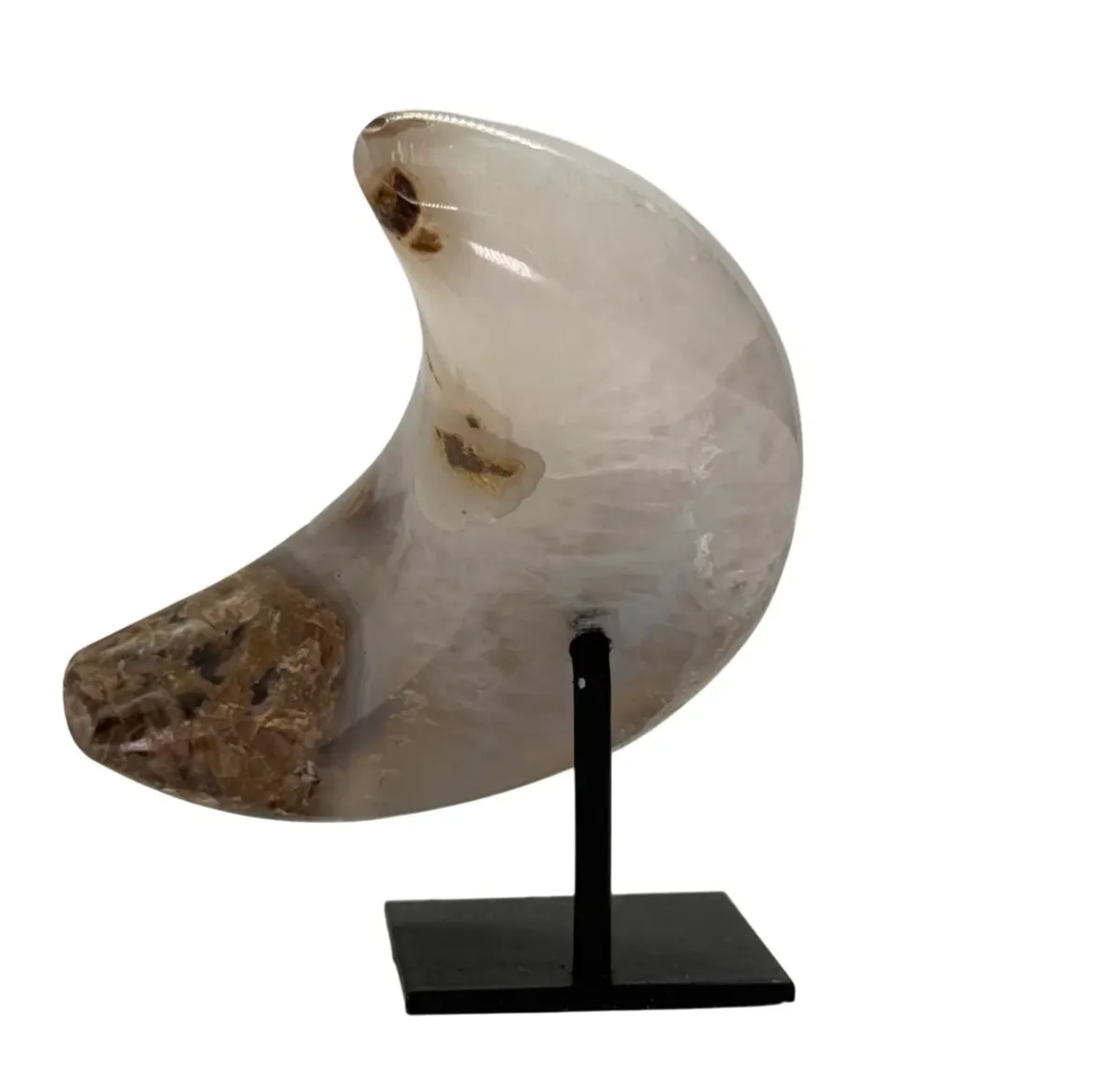 Agaat maan klein op standaard met druzy