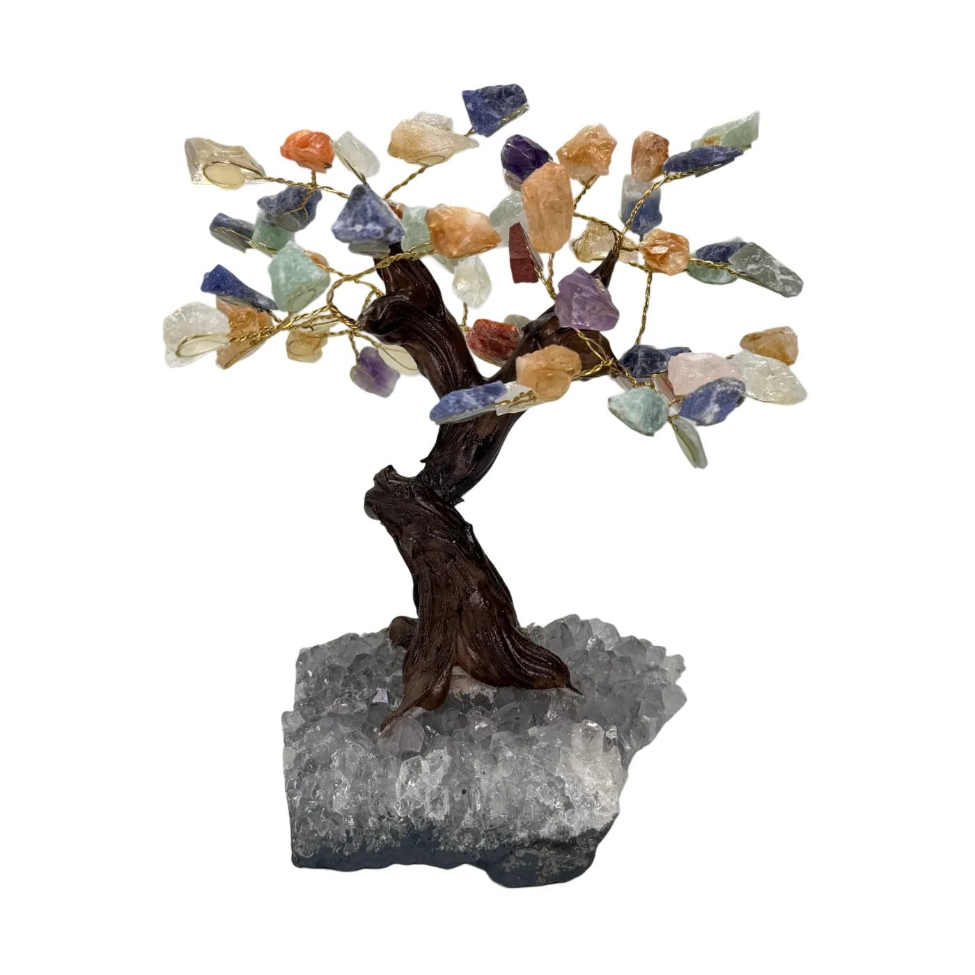 Edelstenen boom met verschillende soorten mineralen.