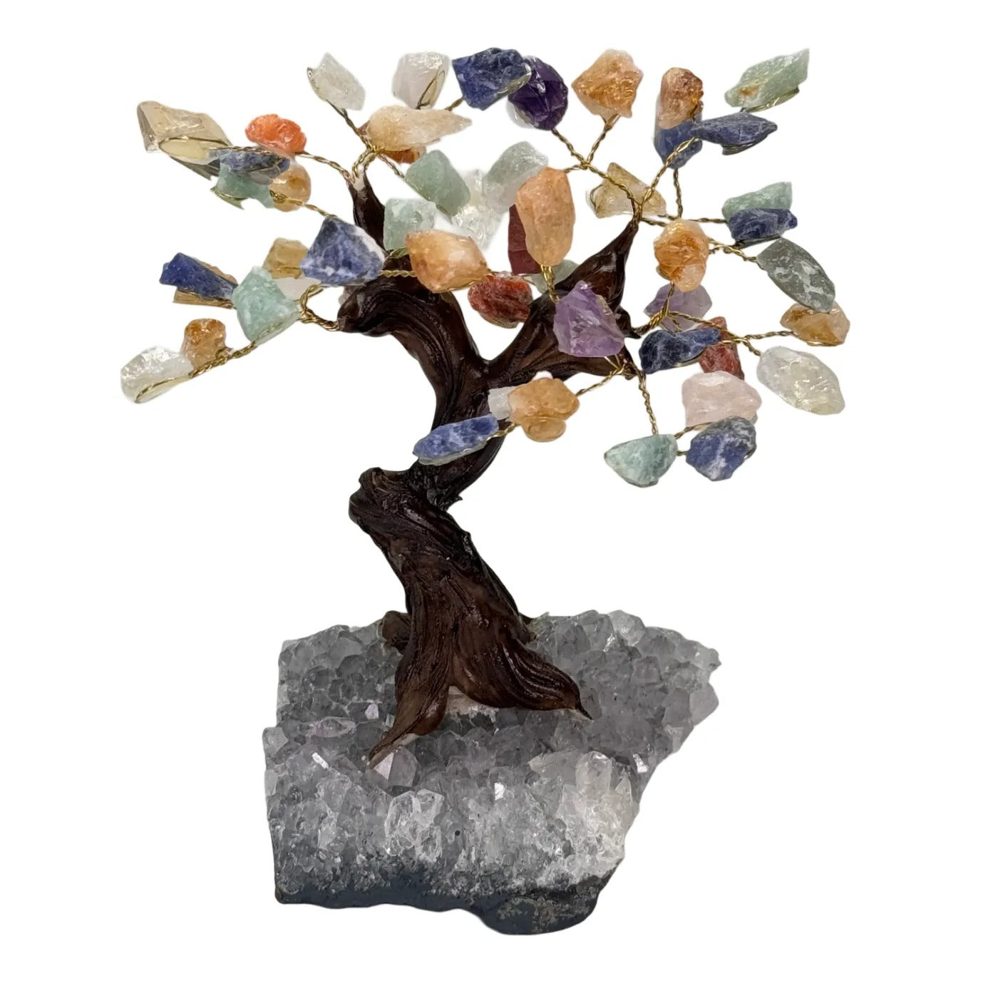 Edelstenen boom met verschillende soorten mineralen.