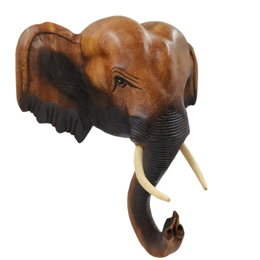 Houten olifanten hoofd 40 cm - wanddecoratie