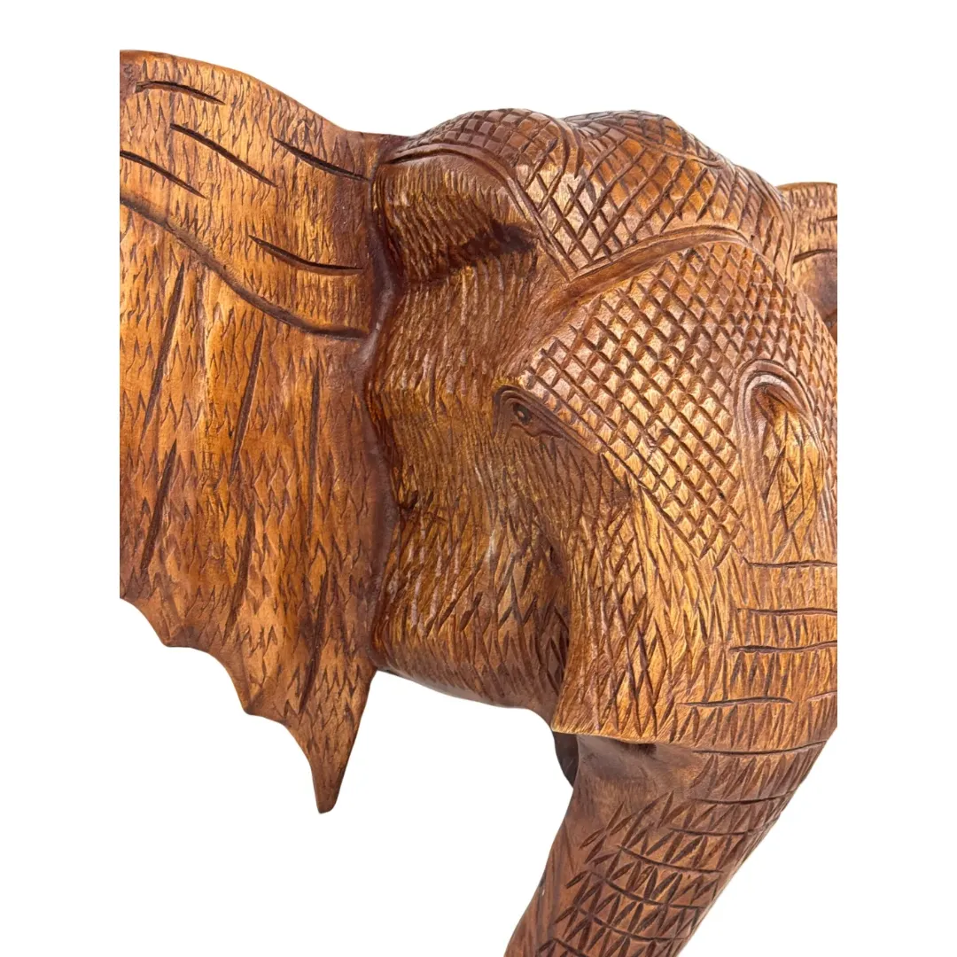 Houten olifanten hoofd met gravering 65 cm
