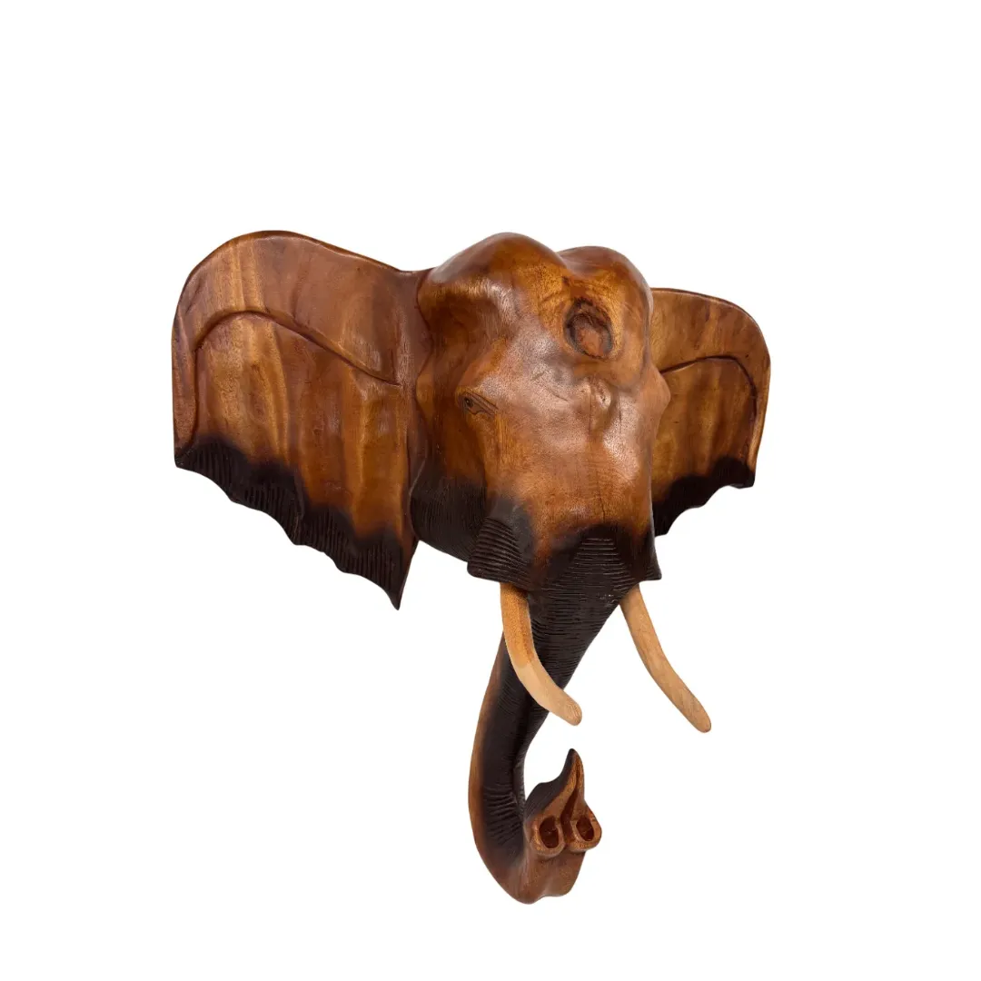 Houten olifanten hoofd 65 cm