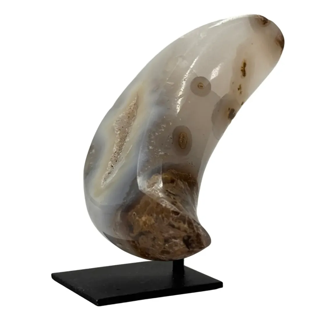 Agaat maan klein op standaard met druzy