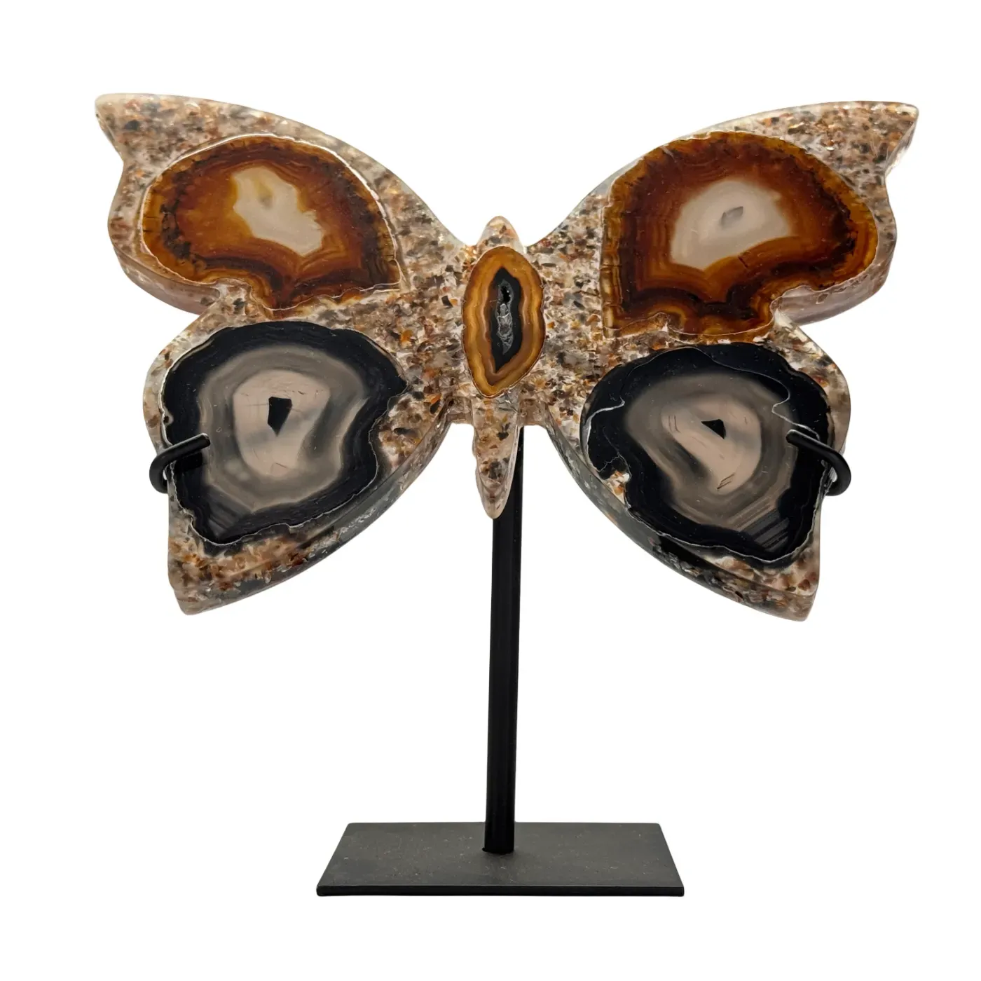 Vlinder agaat in resin op standaard