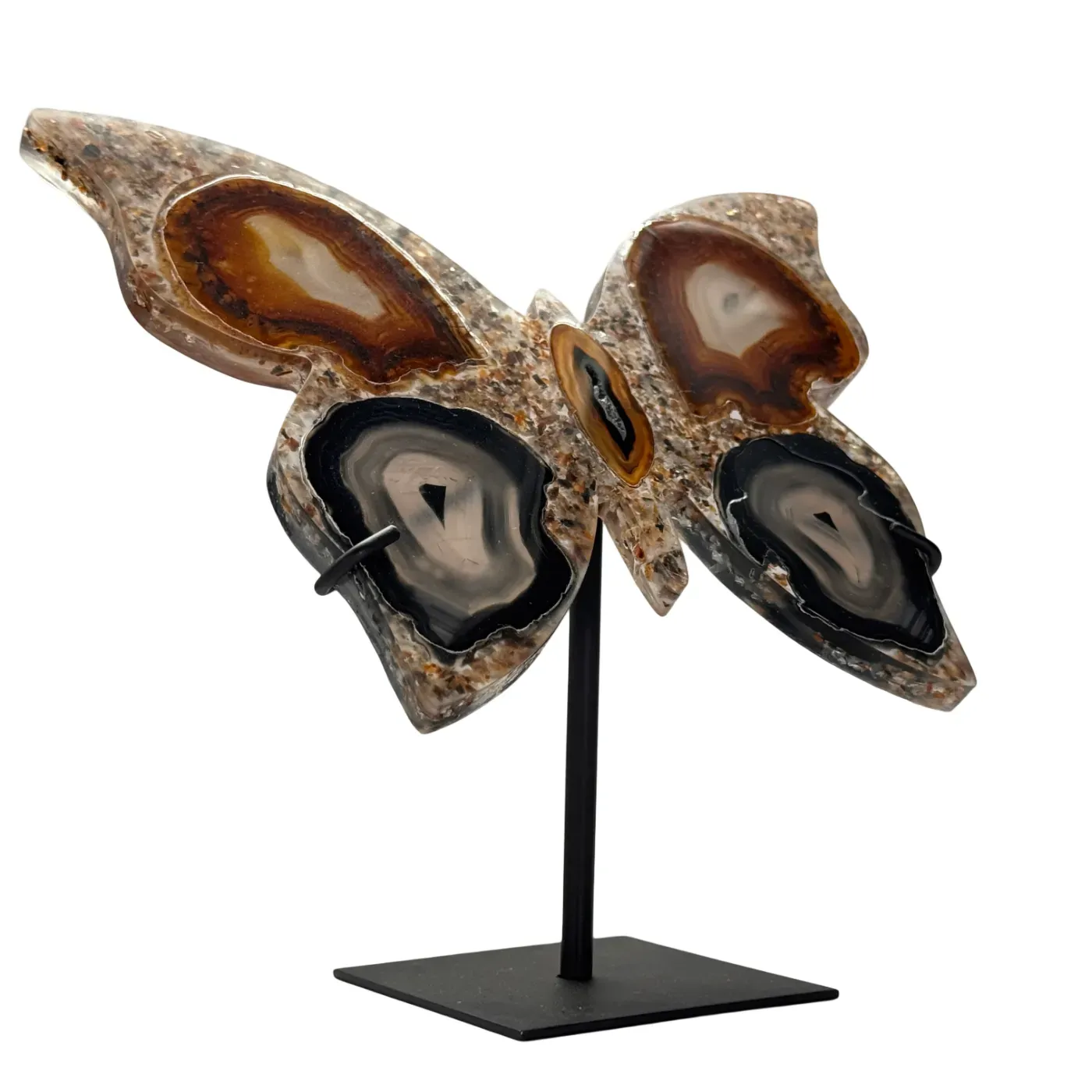 Vlinder agaat in resin op standaard