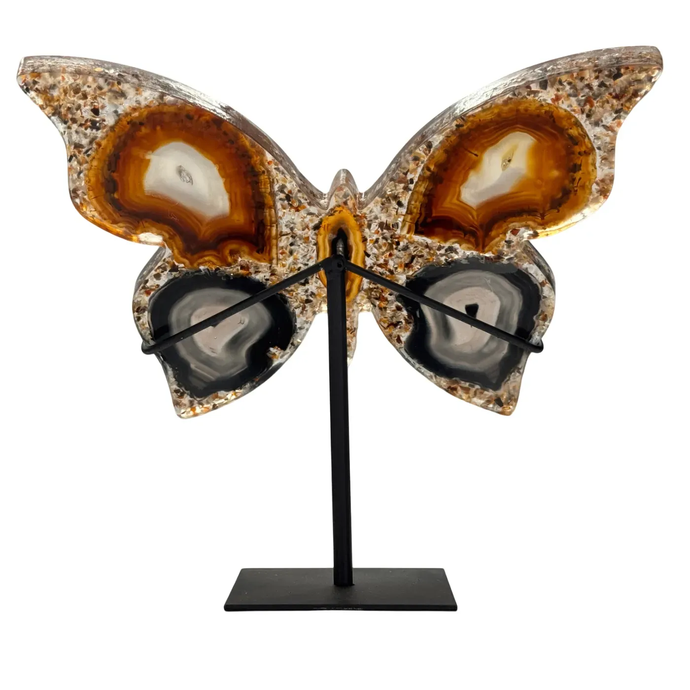 Vlinder agaat in resin op standaard