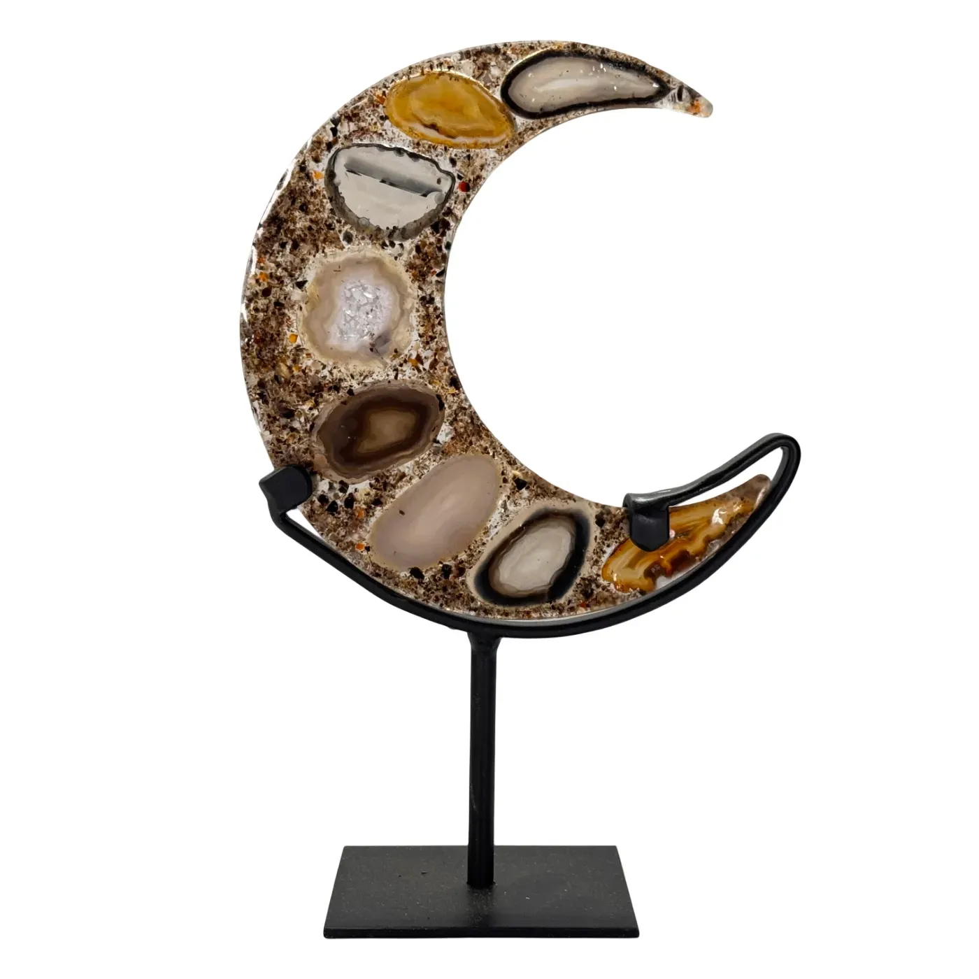 Maan agaat in resin op standaard