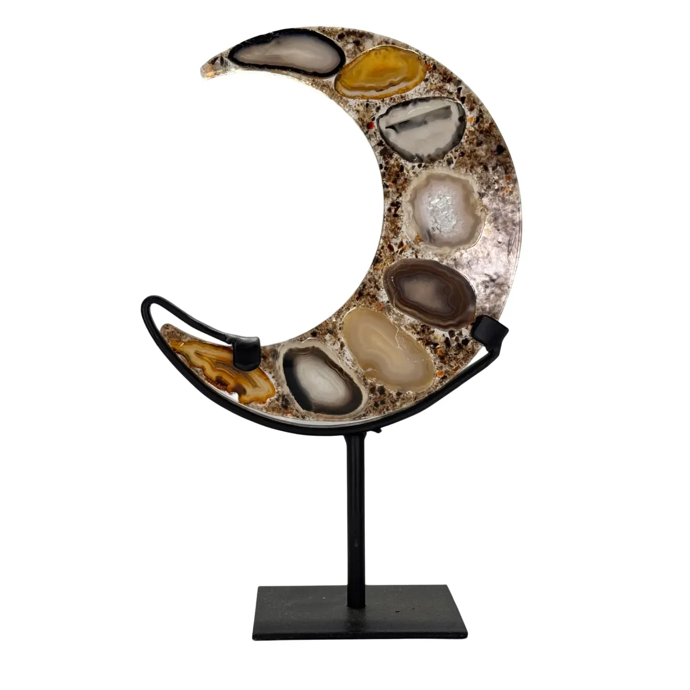 Maan agaat in resin op standaard