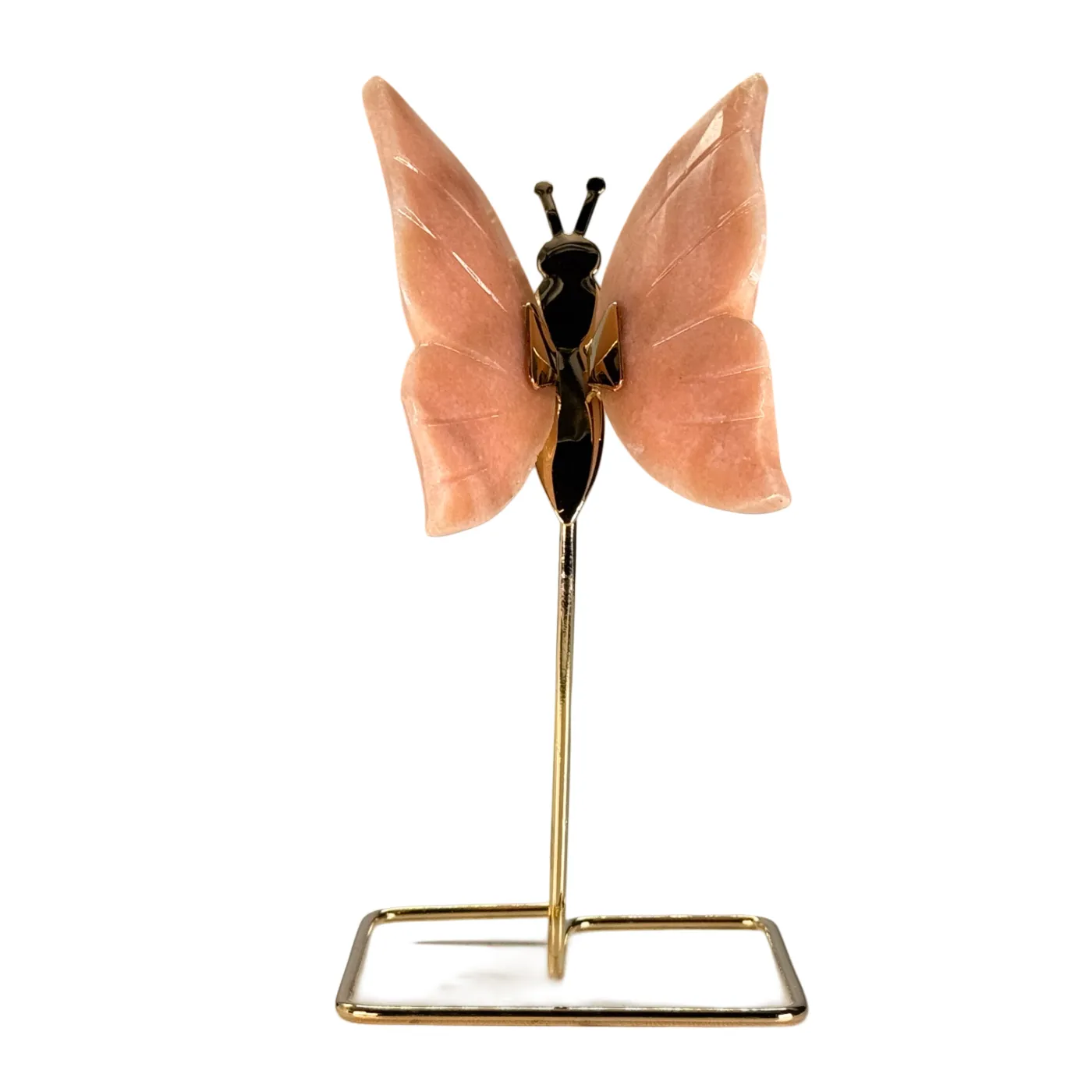 Vlinder van blauwe onyx/dolomiet op hoge standaard