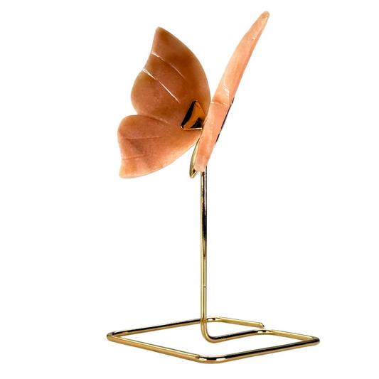 Vlinder van blauwe onyx/dolomiet op hoge standaard