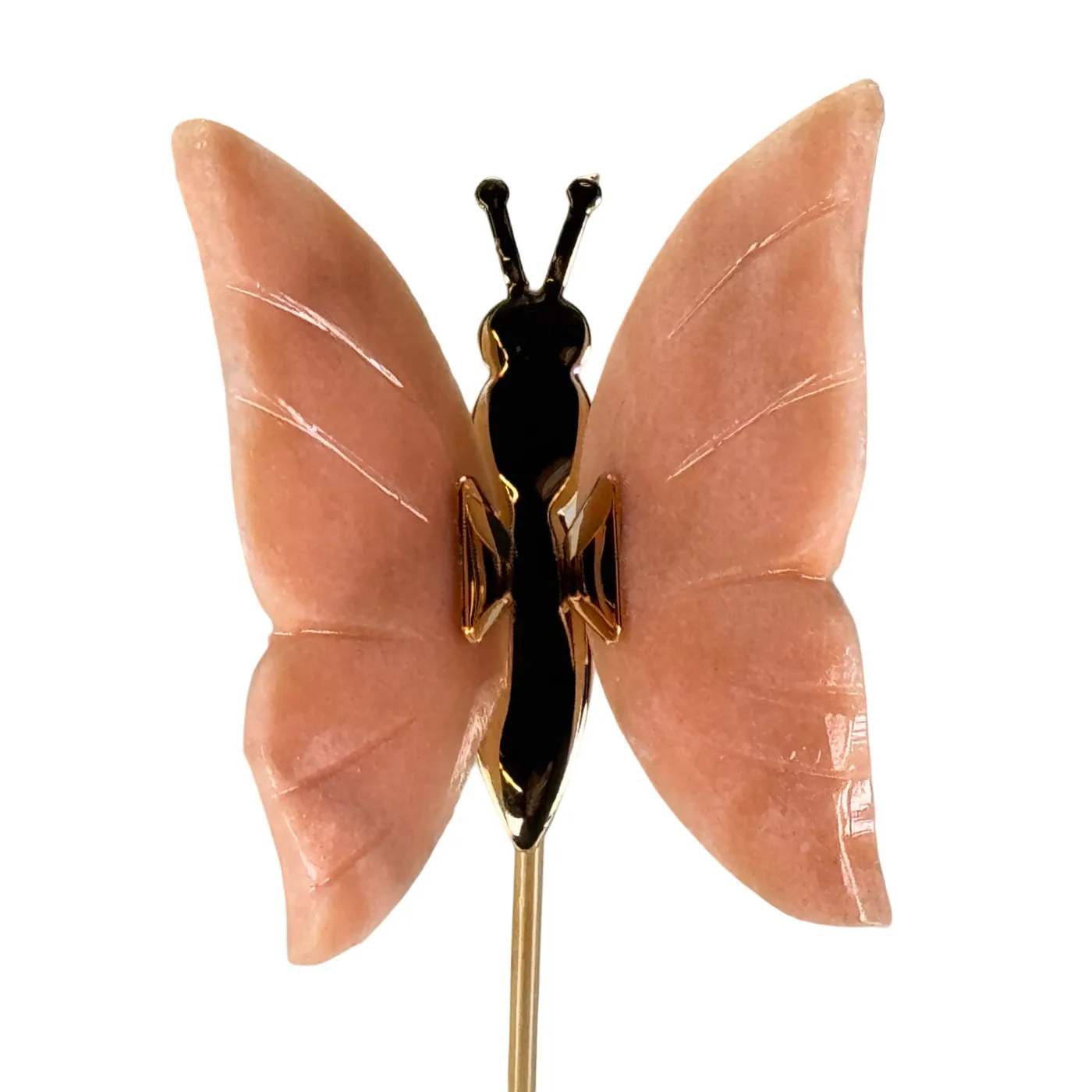 Vlinder van blauwe onyx/dolomiet op hoge standaard