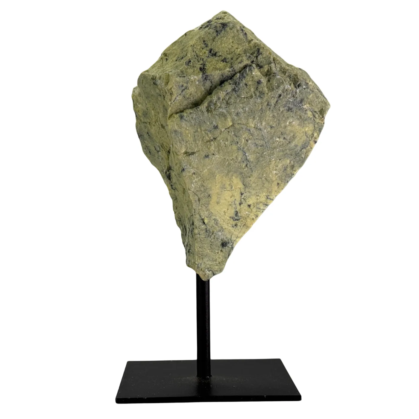Ruwe Serpentijn op Zwarte Metalen Standaard – uit Brazilië
