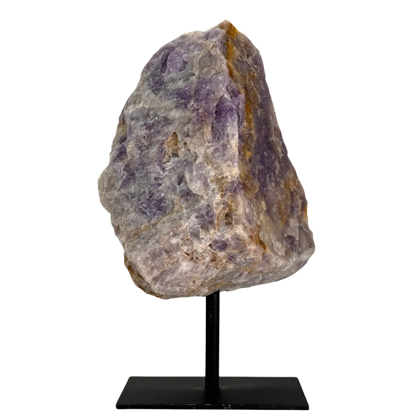 Ruwe Amethist op Zwarte Metalen Standaard – uit Brazilië