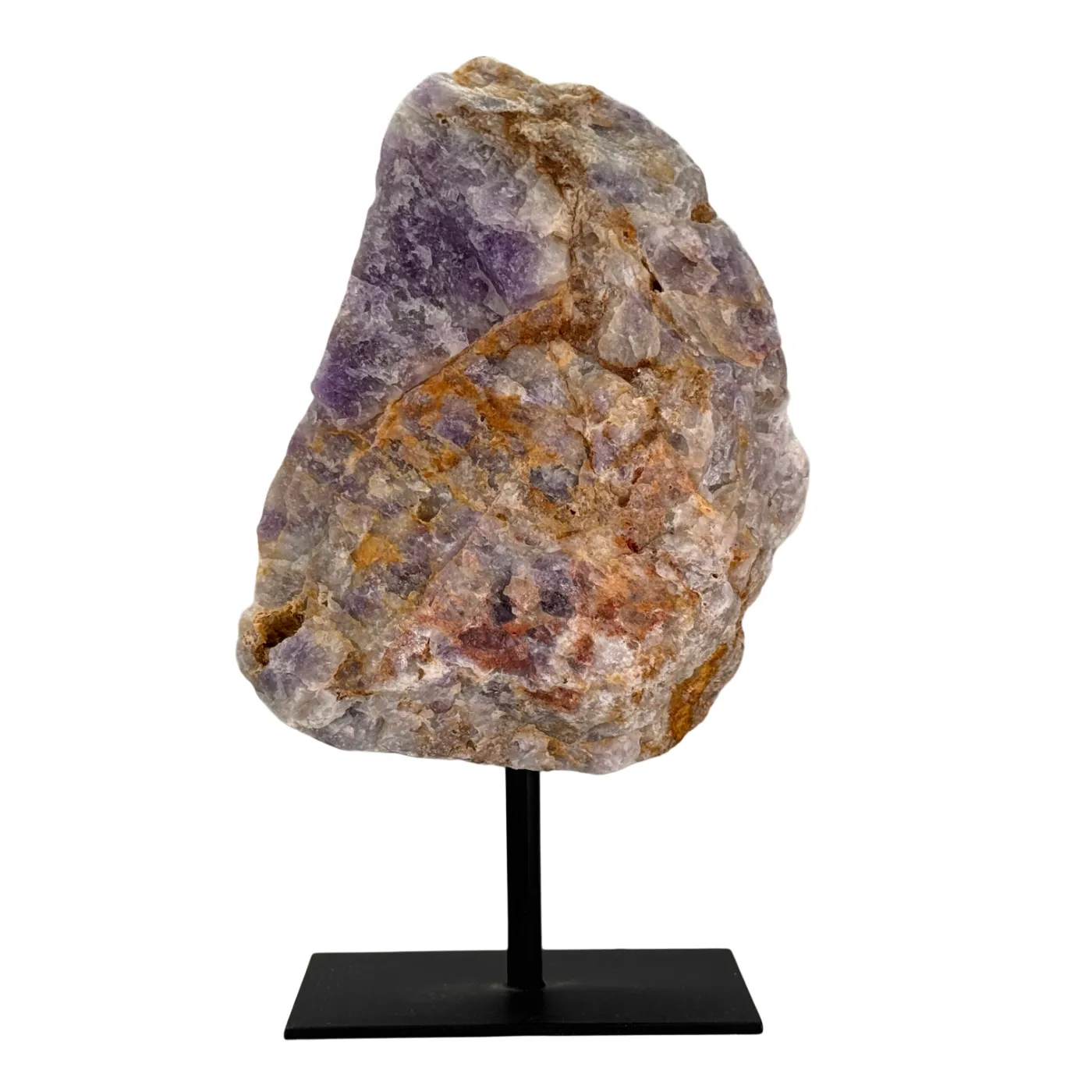 Ruwe Amethist op Zwarte Metalen Standaard – uit Brazilië