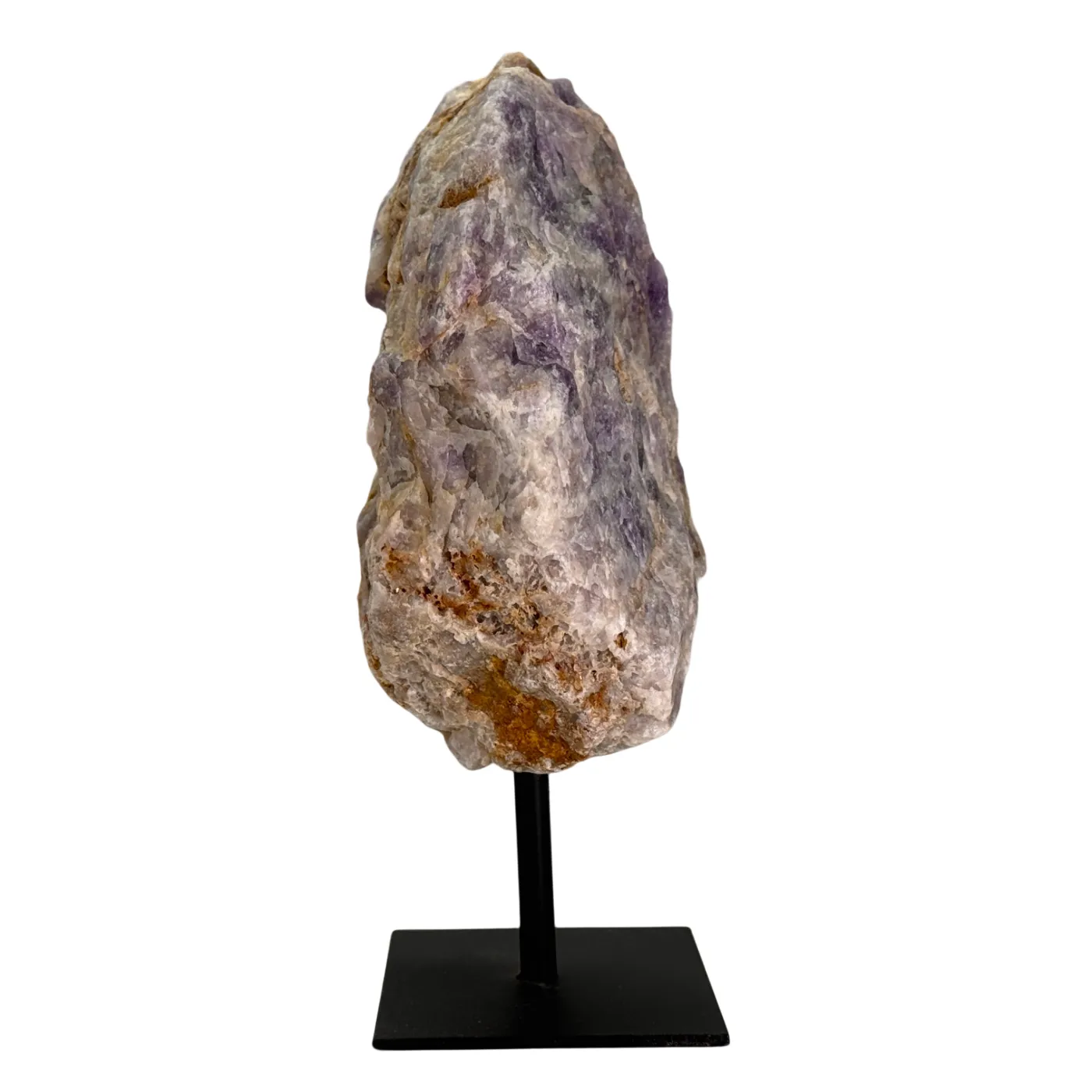 Ruwe Amethist op Zwarte Metalen Standaard – uit Brazilië