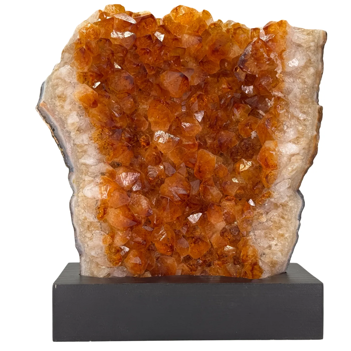 Citrienkleurige Amethist op Houten Voet – uit Brazilië